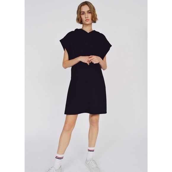 Zara Hooded Plush Dress in Black - Picture 8 of 8